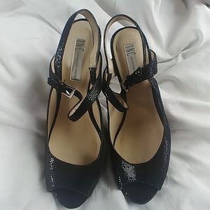 5" Stilettos Textured Leather Open Toed Pumps